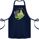 Cow Abduction Funny Alien UFO Food Cotton Apron 100% Organic Navy Blue