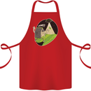 Cow Abduction Funny Alien UFO Food Cotton Apron 100% Organic Red