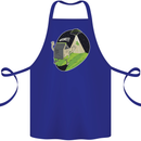 Cow Abduction Funny Alien UFO Food Cotton Apron 100% Organic Royal Blue