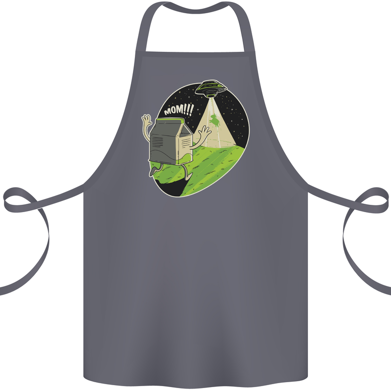 Cow Abduction Funny Alien UFO Food Cotton Apron 100% Organic Steel
