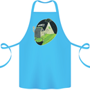 Cow Abduction Funny Alien UFO Food Cotton Apron 100% Organic Turquoise