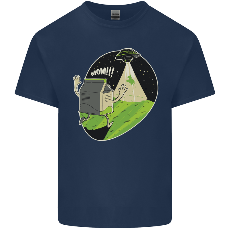Cow Abduction Funny Alien UFO Food Kids T-Shirt Childrens Navy Blue