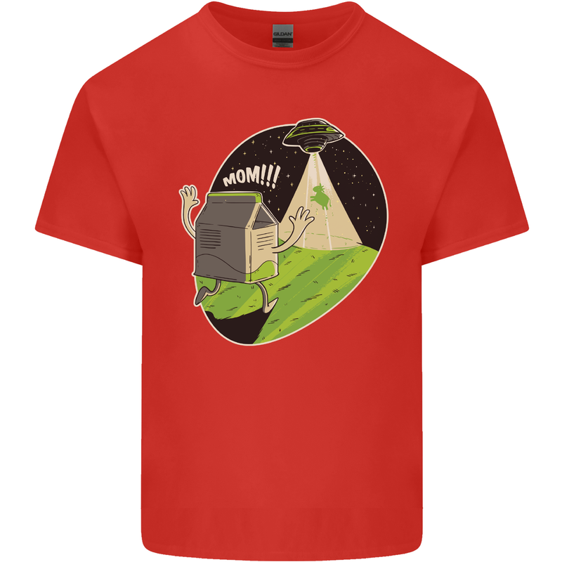 Cow Abduction Funny Alien UFO Food Kids T-Shirt Childrens Red