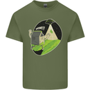 Cow Abduction Funny Alien UFO Food Mens Cotton T-Shirt Tee Top Military Green