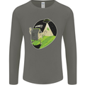 Cow Abduction Funny Alien UFO Food Mens Long Sleeve T-Shirt Charcoal