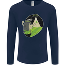 Cow Abduction Funny Alien UFO Food Mens Long Sleeve T-Shirt Navy Blue