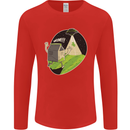 Cow Abduction Funny Alien UFO Food Mens Long Sleeve T-Shirt Red