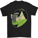 Cow Abduction Funny Alien UFO Food Mens T-Shirt Cotton Gildan Black