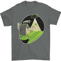 Cow Abduction Funny Alien UFO Food Mens T-Shirt Cotton Gildan Charcoal