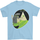 Cow Abduction Funny Alien UFO Food Mens T-Shirt Cotton Gildan Light Blue