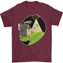 Cow Abduction Funny Alien UFO Food Mens T-Shirt Cotton Gildan Maroon