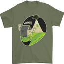 Cow Abduction Funny Alien UFO Food Mens T-Shirt Cotton Gildan Military Green