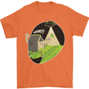 Cow Abduction Funny Alien UFO Food Mens T-Shirt Cotton Gildan Orange