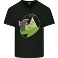 Cow Abduction Funny Alien UFO Food Mens V-Neck Cotton T-Shirt Black