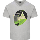 Cow Abduction Funny Alien UFO Food Mens V-Neck Cotton T-Shirt Sports Grey