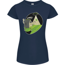 Cow Abduction Funny Alien UFO Food Womens Petite Cut T-Shirt Navy Blue