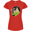 Cow Abduction Funny Alien UFO Food Womens Petite Cut T-Shirt Red