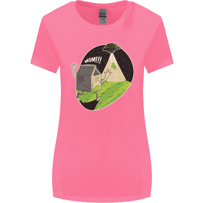 Cow Abduction Funny Alien UFO Food Womens Wider Cut T-Shirt Azalea