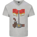 Cowboy Fancy Dress Costume Outfit Stag Do Mens V-Neck Cotton T-Shirt Sports Grey