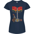 Cowboy Fancy Dress Costume Outfit Stag Do Womens Petite Cut T-Shirt Navy Blue