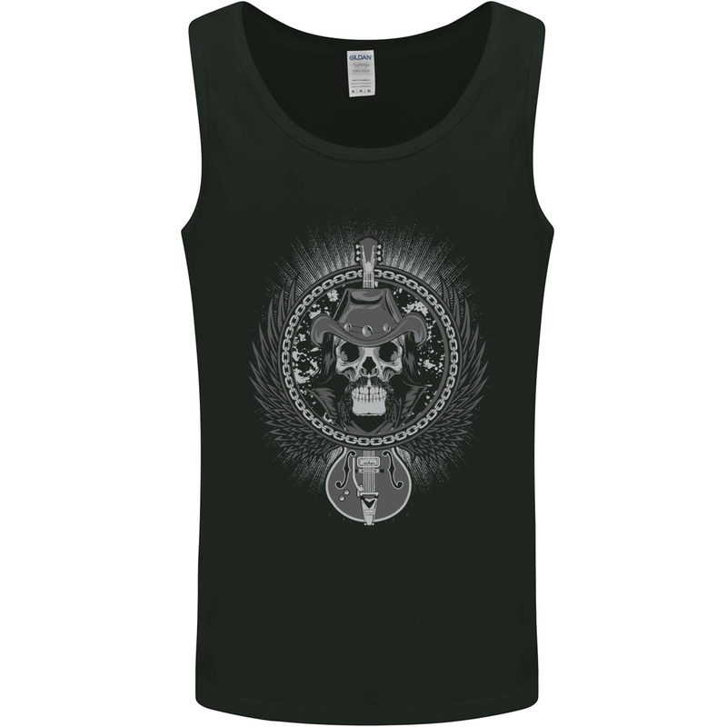 Cowboy Rock Skull Guitar Country Music Mens Vest Tank Top Black