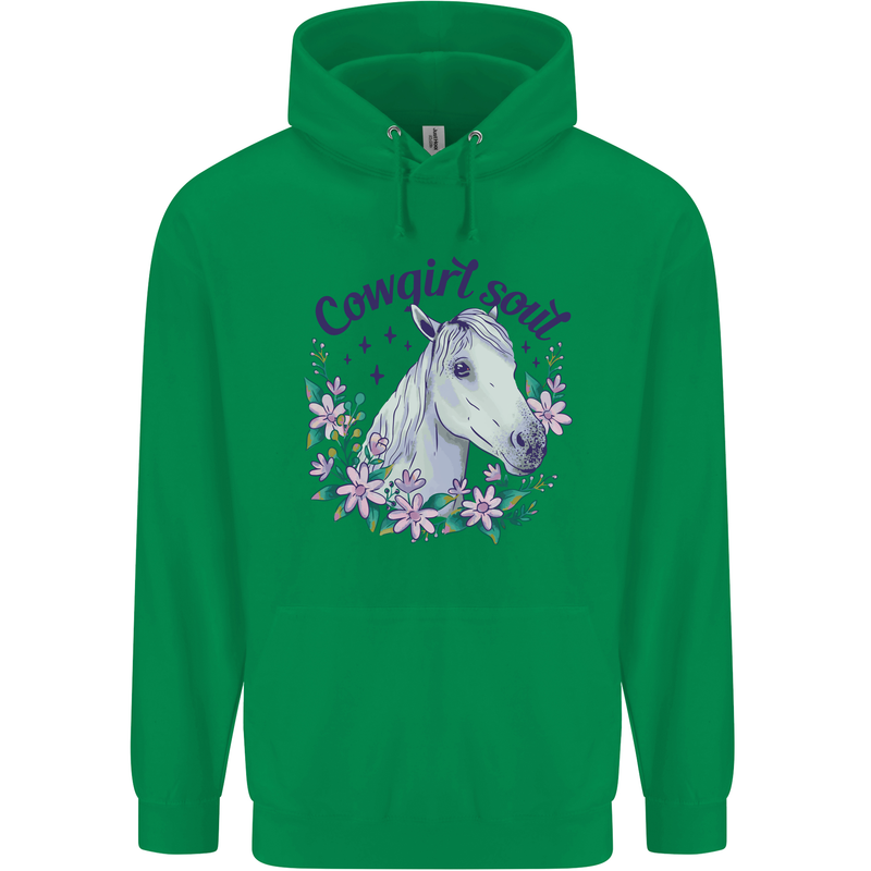 Cowgirl Soul Equestrian Horse Childrens Kids Hoodie Irish Green