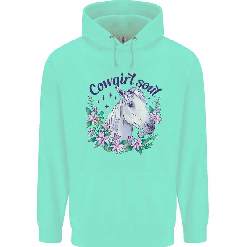 Cowgirl Soul Equestrian Horse Childrens Kids Hoodie Peppermint