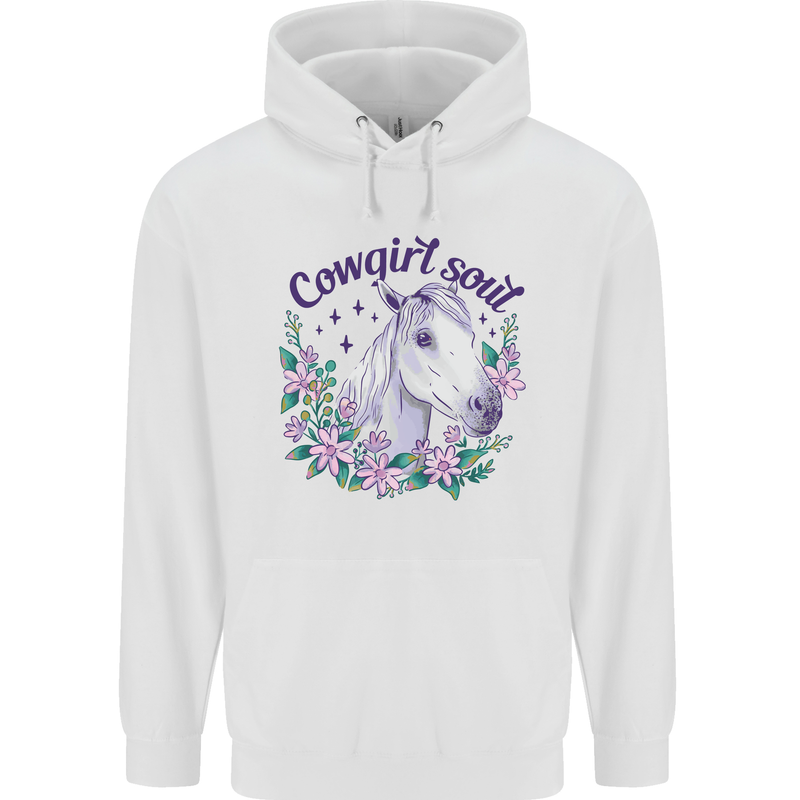 Cowgirl Soul Equestrian Horse Childrens Kids Hoodie White