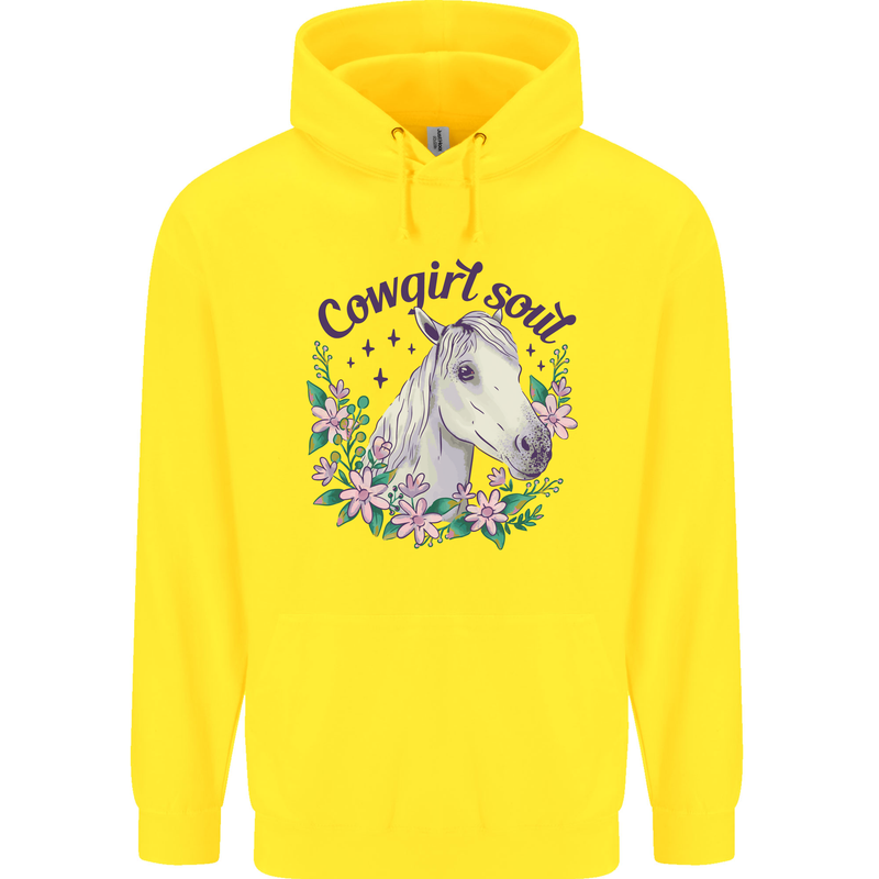 Cowgirl Soul Equestrian Horse Childrens Kids Hoodie Yellow