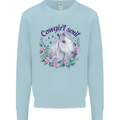 Cowgirl Soul Equestrian Horse Kids Sweatshirt Jumper Light Blue