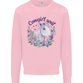 Cowgirl Soul Equestrian Horse Kids Sweatshirt Jumper Light Pink