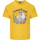Cowgirl Soul Equestrian Horse Mens Cotton T-Shirt Tee Top Yellow
