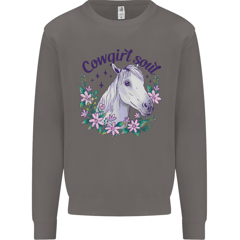Cowgirl Soul Equestrian Horse Mens Sweatshirt Jumper Charcoal