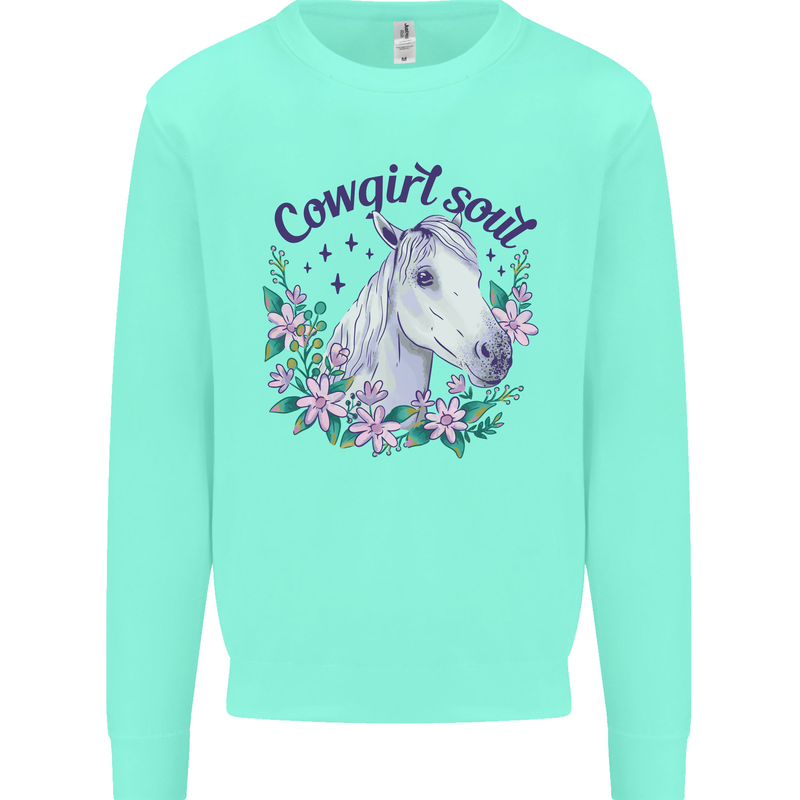 Cowgirl Soul Equestrian Horse Mens Sweatshirt Jumper Peppermint
