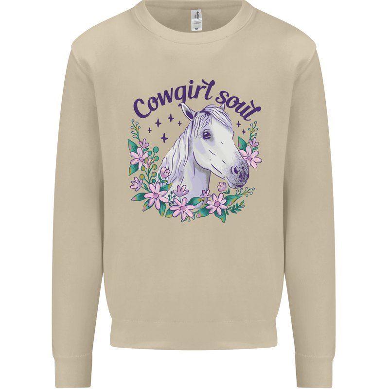 Cowgirl Soul Equestrian Horse Mens Sweatshirt Jumper Sand