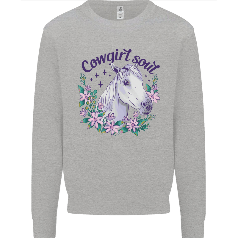 Cowgirl Soul Equestrian Horse Mens Sweatshirt Jumper Sports Grey