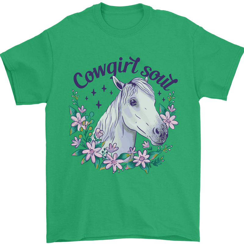 Cowgirl Soul Equestrian Horse Mens T-Shirt 100% Cotton Irish Green