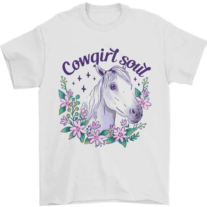 Cowgirl Soul Equestrian Horse Mens T-Shirt 100% Cotton White