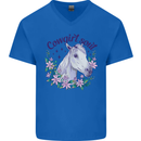 Cowgirl Soul Equestrian Horse Mens V-Neck Cotton T-Shirt Royal Blue