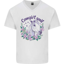 Cowgirl Soul Equestrian Horse Mens V-Neck Cotton T-Shirt White