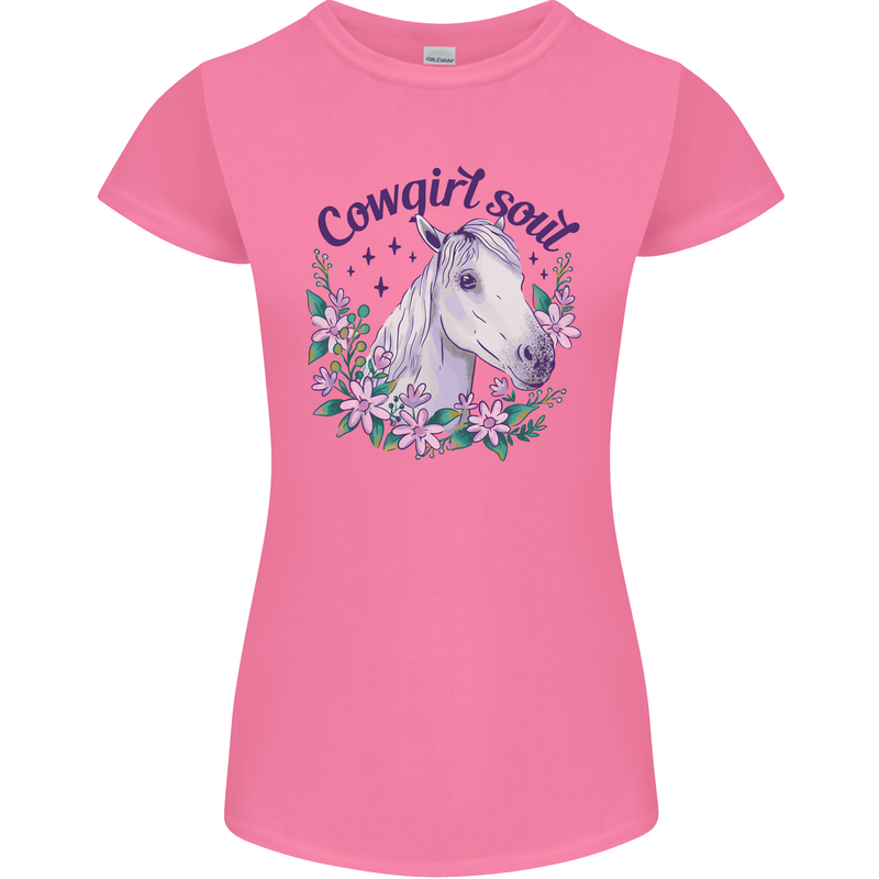 Cowgirl Soul Equestrian Horse Womens Petite Cut T-Shirt Azalea