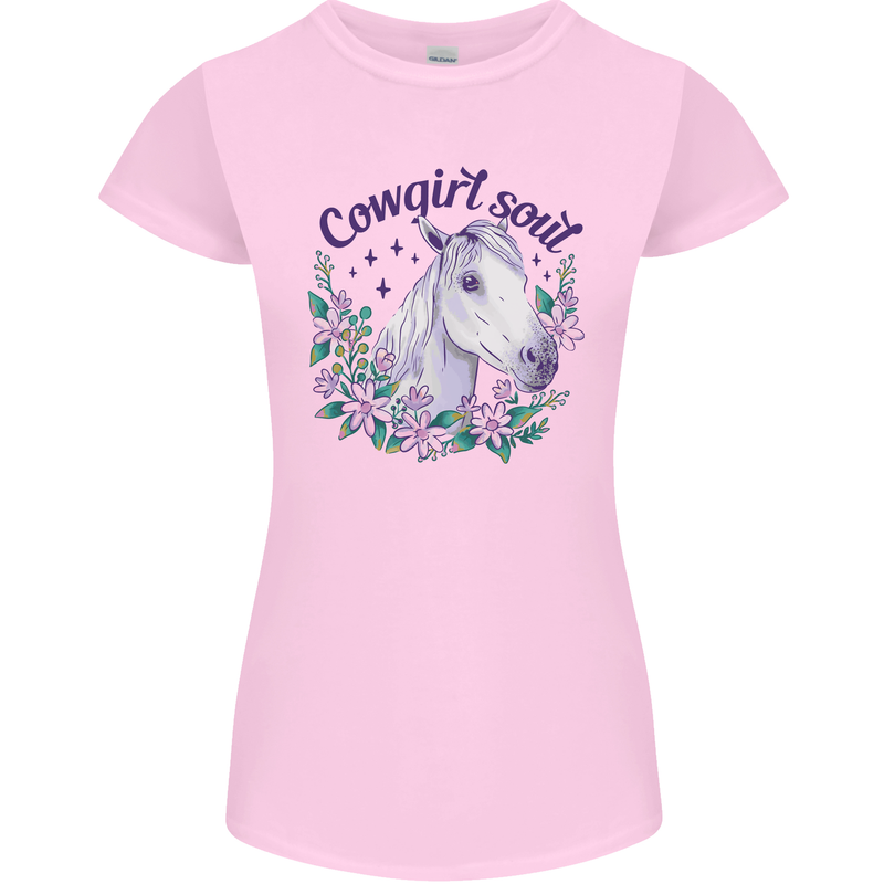 Cowgirl Soul Equestrian Horse Womens Petite Cut T-Shirt Light Pink