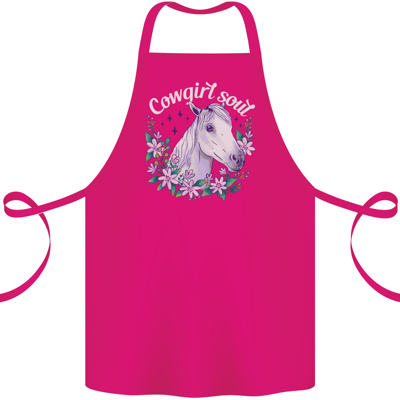 Cowgirl Soul Equestrian Horses Cotton Apron 100% Organic Pink