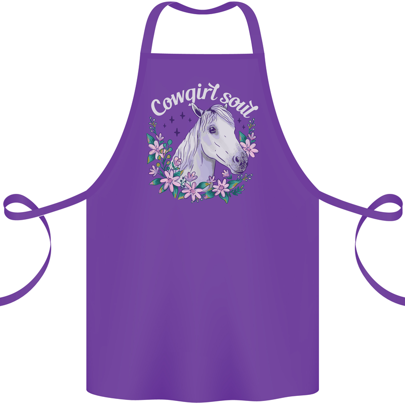 Cowgirl Soul Equestrian Horses Cotton Apron 100% Organic Purple