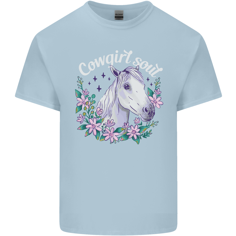 Cowgirl Soul Equestrian Horses Kids T-Shirt Childrens Light Blue
