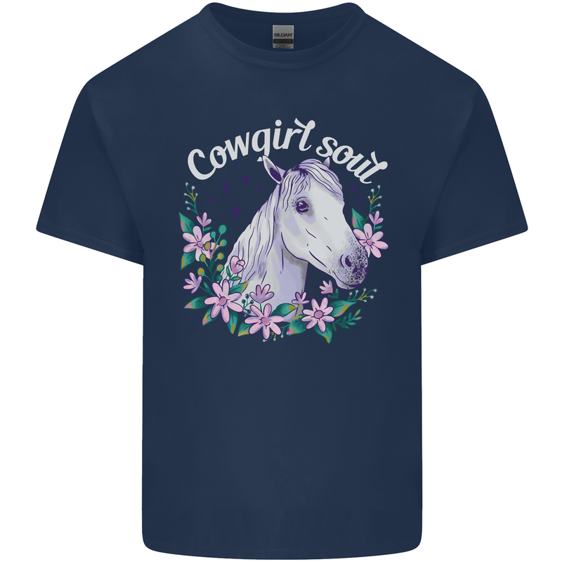 Cowgirl Soul Equestrian Horses Kids T-Shirt Childrens Navy Blue