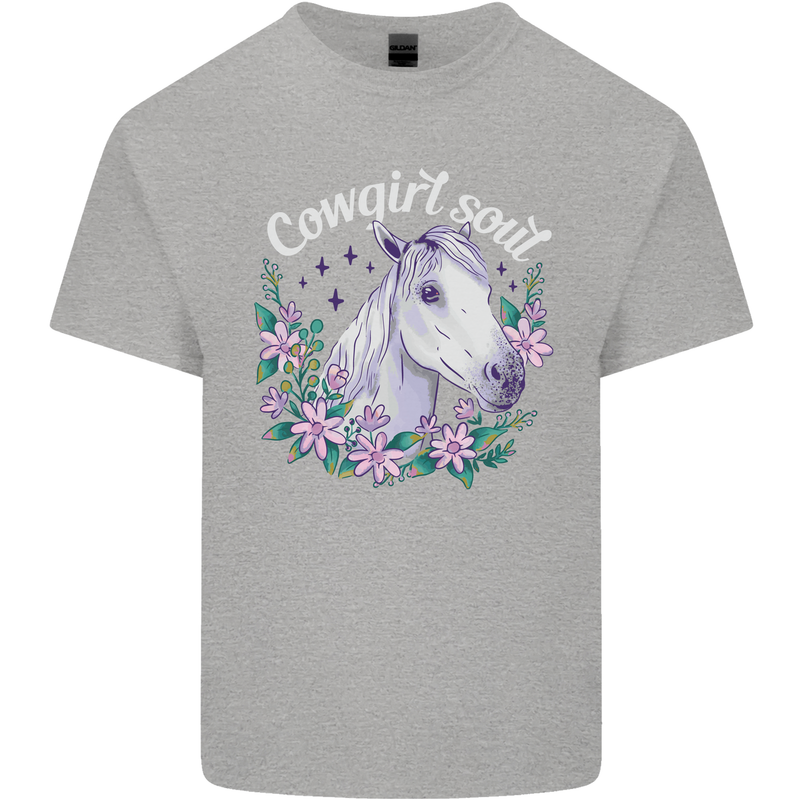 Cowgirl Soul Equestrian Horses Kids T-Shirt Childrens Sports Grey