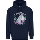 Cowgirl Soul Equestrian Horses Mens 80% Cotton Hoodie Navy Blue
