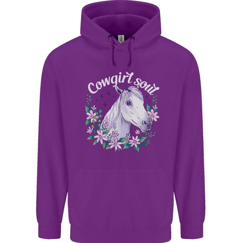 Cowgirl Soul Equestrian Horses Mens 80% Cotton Hoodie Purple