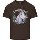 Cowgirl Soul Equestrian Horses Mens Cotton T-Shirt Tee Top Dark Chocolate